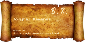 Bonyhai Kemenes névjegykártya